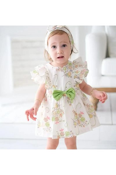 aysskids Kelly Floral Patterned Baby Girl Romper