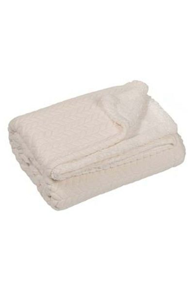 Jumbo Decorative Throw Blanket in Faux Fur Sherpa Cream White for Armchair 160 x 130 cm