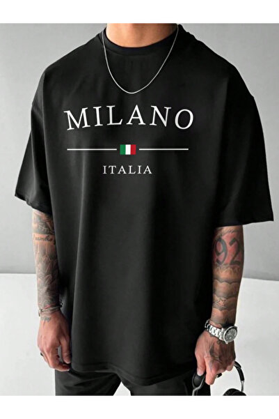 COHERENT Tricou supradimensionat din bumbac cu imprimeu personalizat MILANO p...