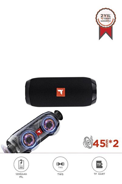 Torima Bluetooth Hoparlör Kablosuz Taşınabilir Ses Bombası TWS USB TF D47 Siyah