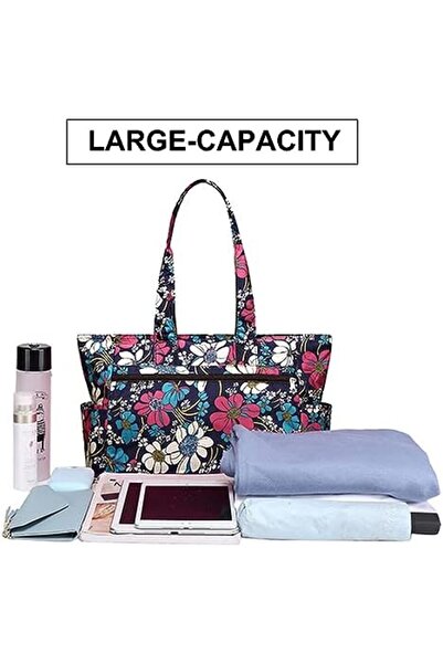 Generic iCozzier Tote Bag for Women, Water Resistant Flower Pattern Women Work Tote Bag Large Capacity Shoul