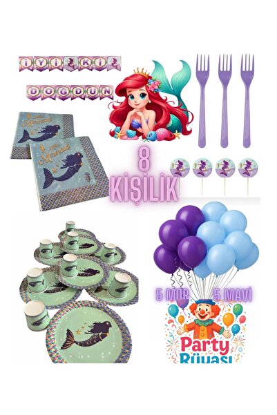 partyrüyası Set de ziua de naștere cu tematică sirenă pentru 8 persoane-1
