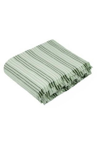 Jumbo Decorative Cotton Cover in Mint Green with Stripes & Fringes for 4-Seater Sofa 340x180 cm