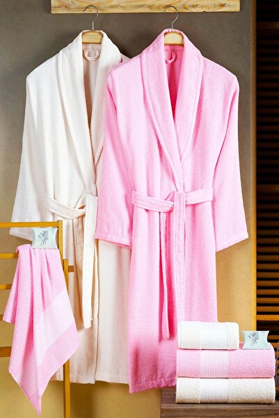 BAMİROSE طقم روب استحمام قطني من 8 قطع من دريم (2 روب، 2 منشفة حمام 70×140، 2...