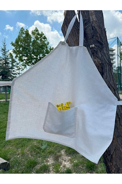 White Alamode Natural Cotton Kitchen Apron (Multi-Purpose Apron)