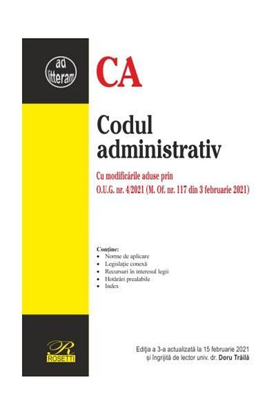 Editura Rosetti Codul administrativ Cu modificarile aduse prin O.U
