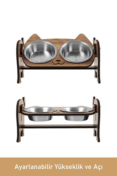 GOBYPET Wooden Cat Food Ceramic Water Bowl Stand, Cat Food Bowl, Gift Cat Carpet
