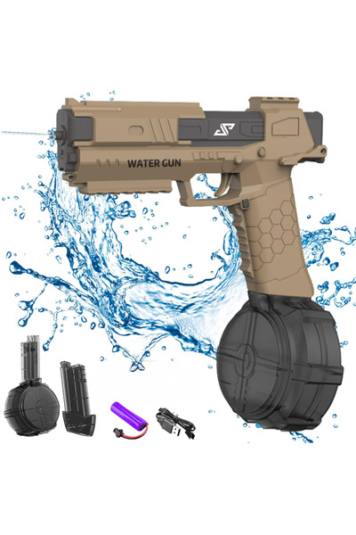 SprintMag Automatic Water Gun with 2 Chargers Continuous Jet Shooting 10m With 3.7V Battery Brown/Black