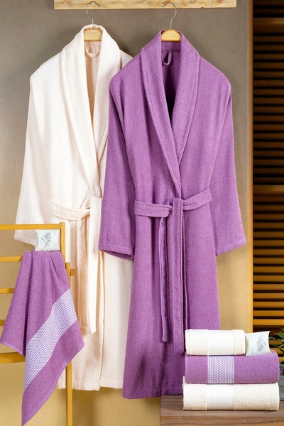 BAMİROSE DREAM 8 PARÇA KUTULU PAMUK BORNOZ TAKIMI (2 BORNOZ, 2 70X140 BANYO H...