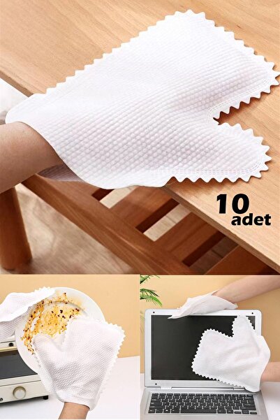 QesQin 10 Adet Mikrofiber Sihirli Toz Alma Eldiveni Çift Taraflı Mutfak Banyo...
