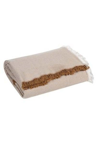 Jumbo Decorative Throw Brown with White Tassels for Two-Seater Sofa 230 x 180 cm