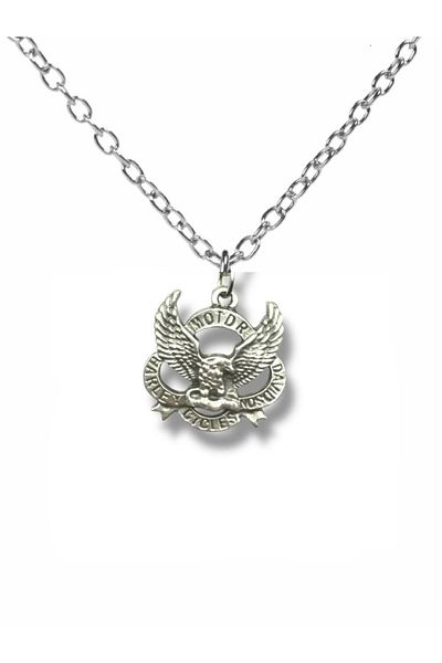 Herşey Nota Unisex Necklace with Motorcycles Logo – Metal Accessory Reflecting Biker Spirit