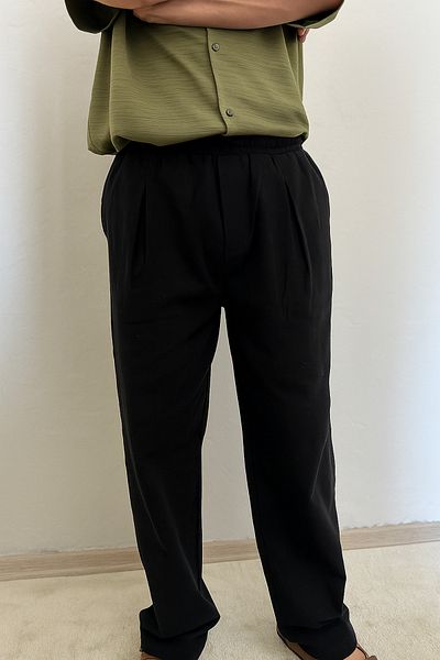 MİRMARONİ Men's Pleated Comfortable Fit Linen Textured Trousers