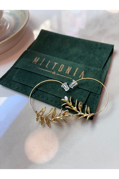 Miltonia Leaf Design Hoop Earrings