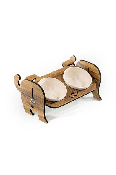 GOBYPET Wooden Dog Food Ceramic Water Bowl Stand, Dog Food Bowl, Gift Cat-Dog Carpet