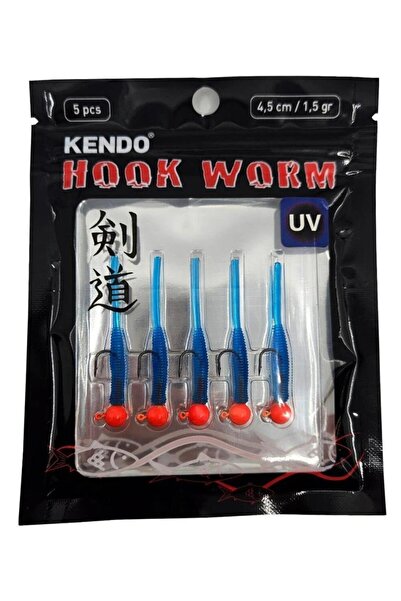 Kendo Hook Worm Jighead Lrf Silikonu 1.5gr 4.5cm 5 Adet