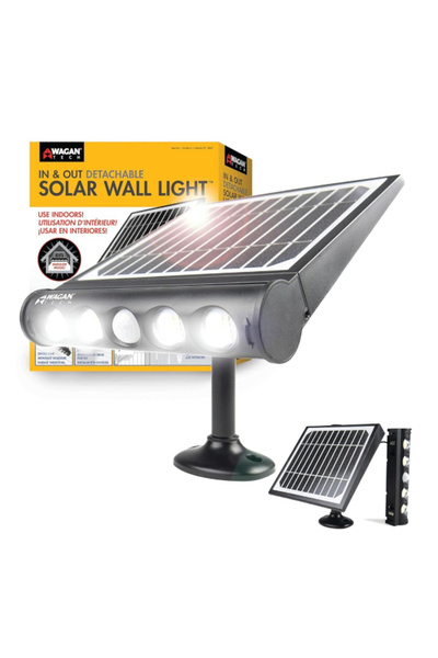 Wagan مصباح حائط يعمل بالطاقة الشمسية قابل للفصل والدخول بقوة 1000 لومن