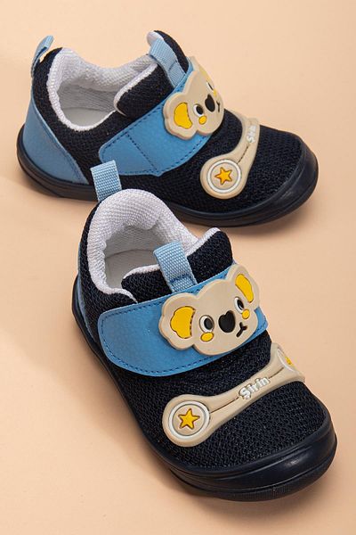 Dilimler Ayakkabı Şirinbebe Orthopedic Baby Boy First Step Shoes Blue Velcro Anorak