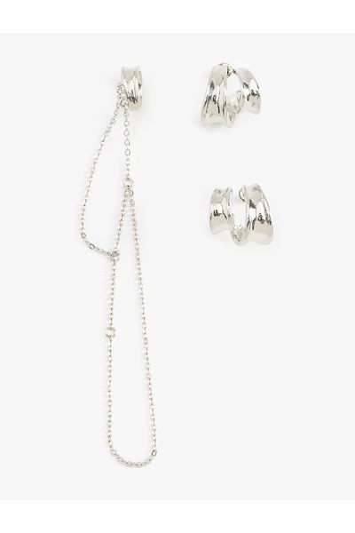 Koton Chain Detailed 3-Piece Earring Set