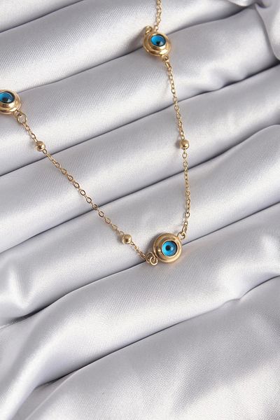 Clariss 316L Steel Gold Color Evil Eye Bead Model Women's Necklace