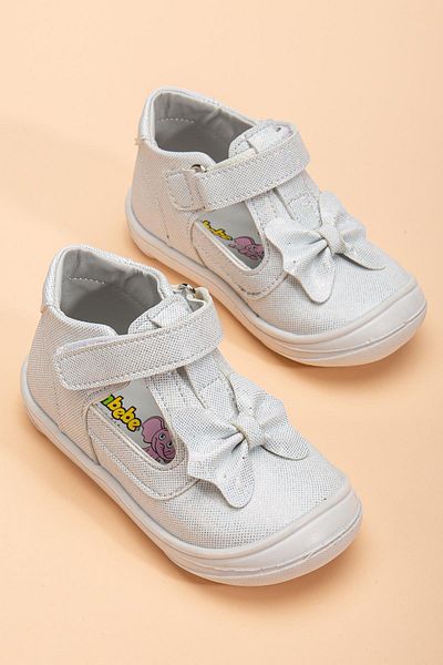 Dilimler Ayakkabı Şirinbebe Orthopedic Baby Girl First Step Shoes with White Pole and Bow