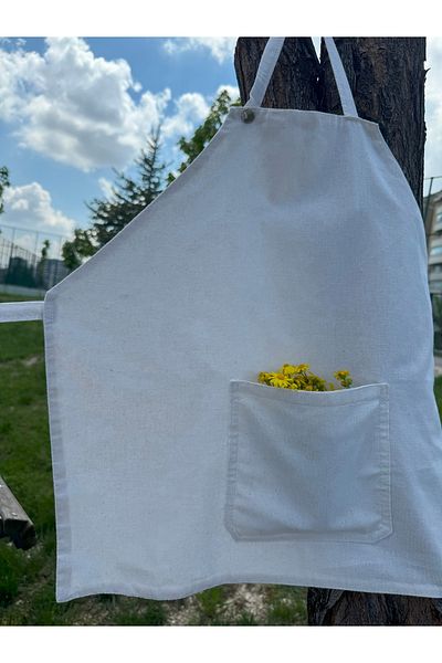 White Alamode Natural Cotton Kitchen Apron (Multi-Purpose Apron)