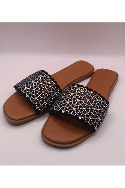 İDOL SHOES Genuine Leather Stone Slippers