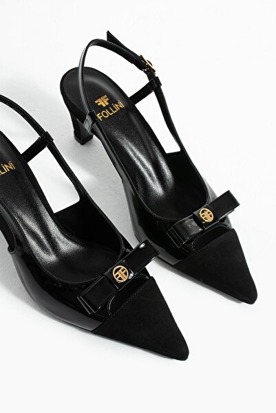 FOLLİNİ Kadın Hakiki Deri Klasik Topuklu Ayakkabı Siyah