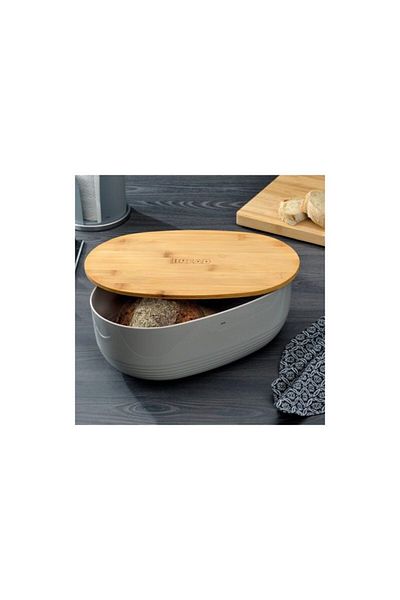 KELA Keck Lang Bread box NAMUR plastic / beige wood