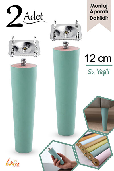 GLASWEN 2 komada drvenih nogu 12 cm vodeno zelene boje sa M8 vijcima i montaž...