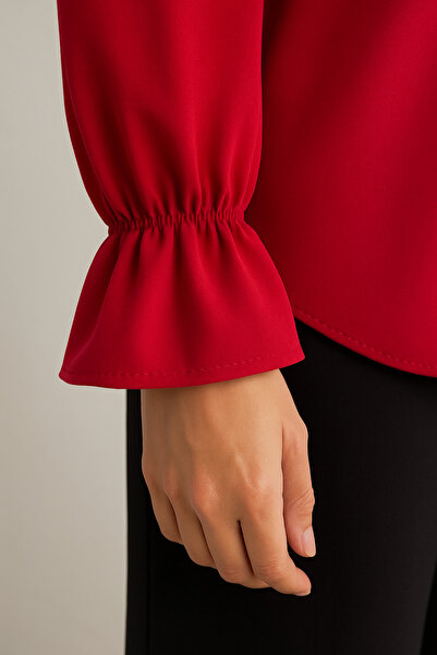 WİSHTEX WİSH - HAKİM YAKA KOLU LASTİKLİ DUBAİ BLUZ