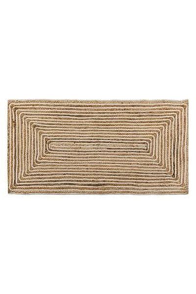 OEM Rectangular Jute Rug Beige Ecru with Linear Pattern 100 x 50 cm