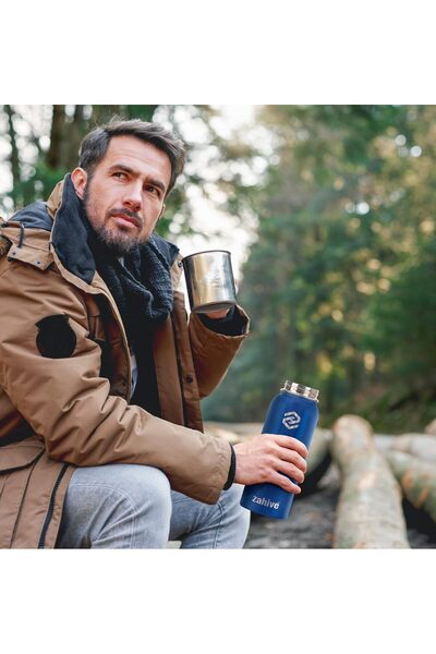 Zahive Stainless Steel Water Bottle 1000ml Double Wall Thermos Flask (Navy Blue)