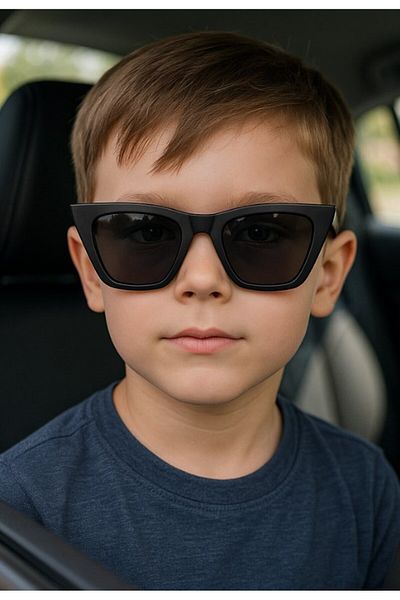 Lexi Bella Kids Sunglasses Black Slanting Frame Uv 400 Protection Ce Certificated Children Sunglasses