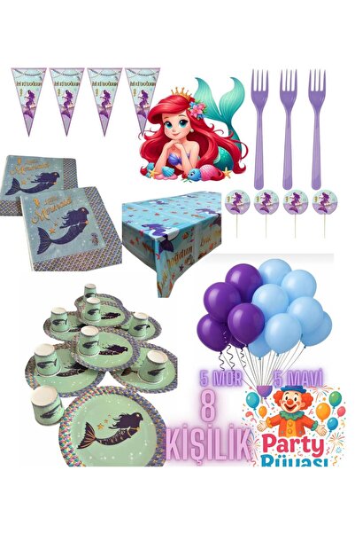partyrüyası Mermaid Themed 8-Person Birth Flamingo Day Set-3