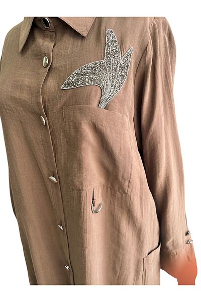 FATMA DANIŞMAN Large Size Pocket Stone Leaf Motif Double Set
