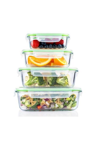 Alpina Glass food container with lid, set of 8 pieces