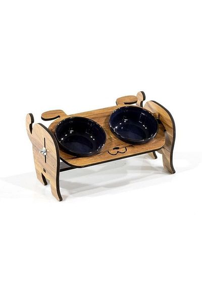 GOBYPET Wooden Dog Food Ceramic Water Bowl Stand, Dog Food Bowl, Gift Cat-Dog Carpet