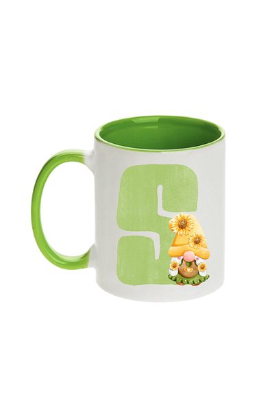 SiestaSafari Alphabet Personalized Coffee Mug with Letter Gnome Print, Gift for Woman for Birthday, Home, Office