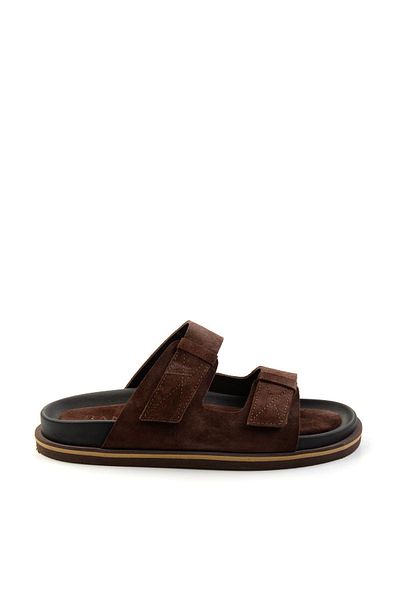 Bambi Brown Leather Men's Slippers E04801070002