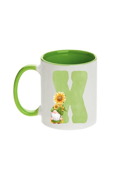 SiestaSafari Alphabet Personalized Coffee Mug with Letter Gnome Print, Gift for Woman for Birthday, Home, Office