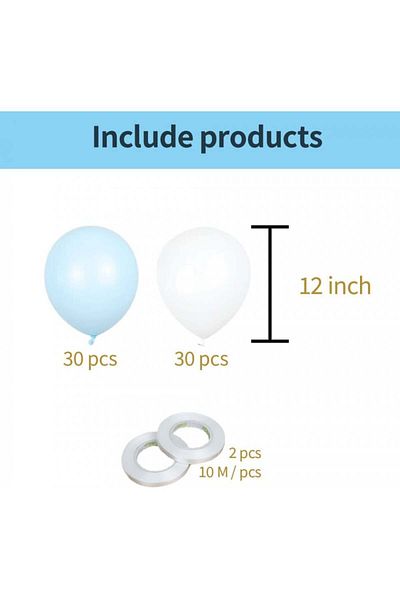 Neijiaer Set of 50 Jiaer Sentai balloons, latex, white/blue, 30 cm