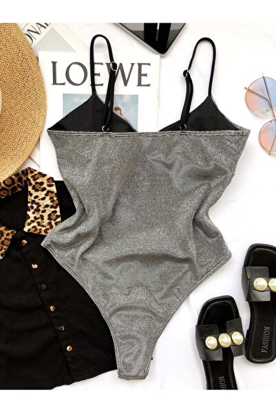 WildFashion One-piece swimsuit with shiny metallic thread and silver highlights SW2529-61