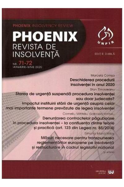 Editura Universul Juridic Phoenix. Revista de insolventa. Nr. 71-72, Ianuari