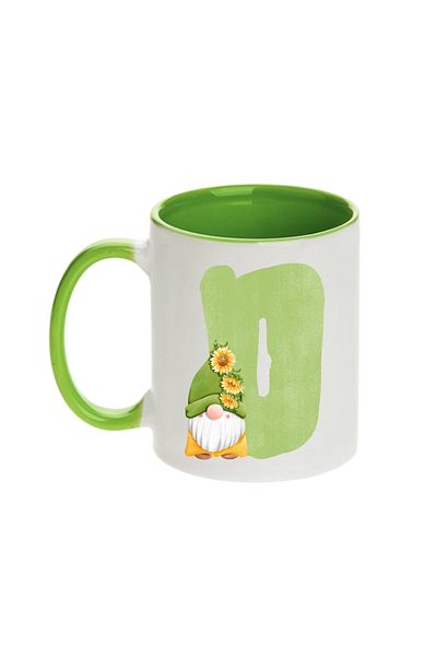 SiestaSafari Alphabet Personalized Coffee Mug with Letter Gnome Print, Gift for Woman for Birthday, Home, Office