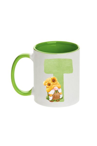 SiestaSafari Alphabet Personalized Coffee Mug with Letter Gnome Print, Gift for Woman for Birthday, Home, Office