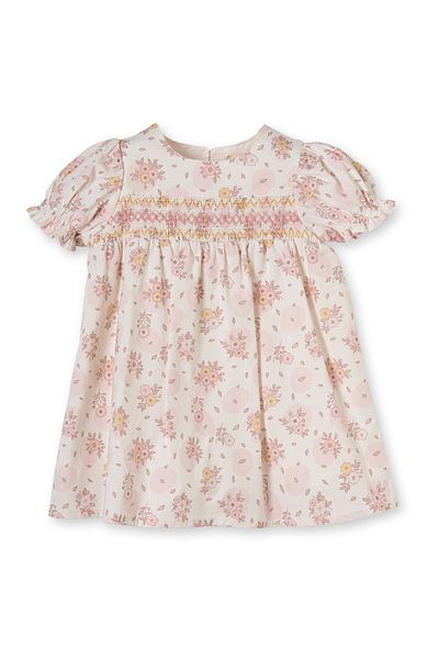 Patique Kids Cream Floral Patterned Crochet Cotton Girl's Dress