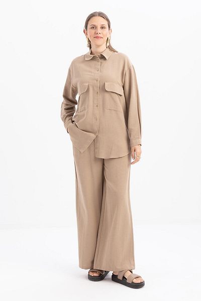 ALLDAY Mink-Large Pocket Linen Trousers Suit