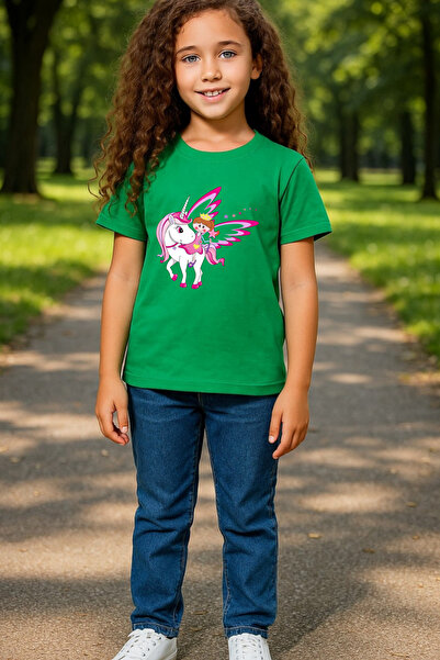 Windy Island Fată guler rotund Unicorn cu imprimeu tricou