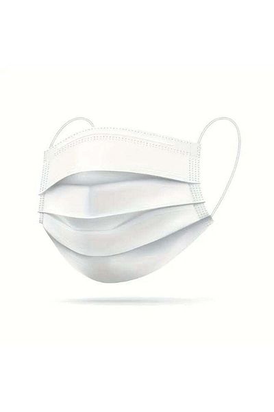 Unisoft Disposable Face Mask – 3-Ply White, Comfortable Fit, Adult Size (50 Pieces)